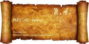 Mádi Anna névjegykártya